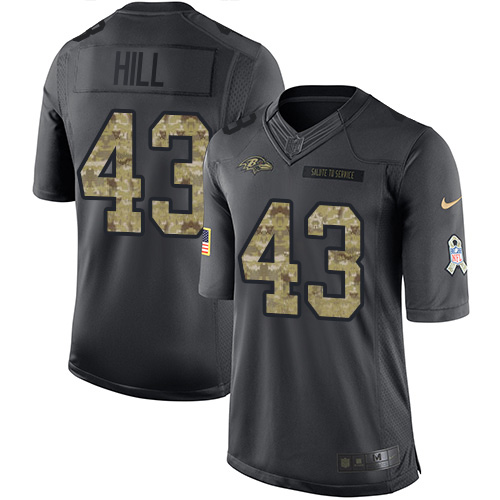 Nike Ravens #43 Justice Hill Black Youth Stitched NFL Limited 2016 Salute to Service Jersey Nike Ravens #43 Justice Hill Black Youth Stitched NFL Limited 2016 Salute to Service Jersey