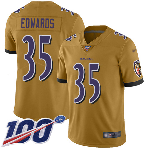 Nike Ravens #35 Gus Edwards Gold Youth Stitched NFL Limited Inverted Legend 100th Season Jersey Nike Ravens #35 Gus Edwards Gold Youth Stitched NFL Limited Inverted Legend 100th Season Jersey