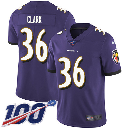 Nike Ravens #36 Chuck Clark Purple Team Color Youth Stitched NFL 100th Season Vapor Untouchable Limited Jersey Nike Ravens #36 Chuck Clark Purple Team Color Youth Stitched NFL 100th Season Vapor Untouchable Limited Jersey