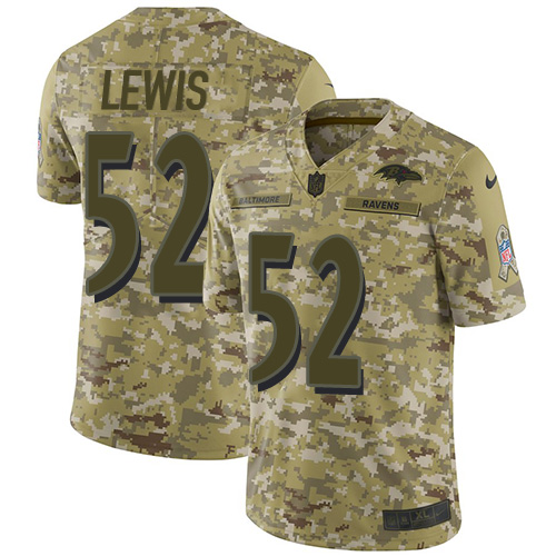 Nike Ravens #52 Ray Lewis Camo Youth Stitched NFL Limited 2018 Salute to Service Jersey Nike Ravens #52 Ray Lewis Camo Youth Stitched NFL Limited 2018 Salute to Service Jersey