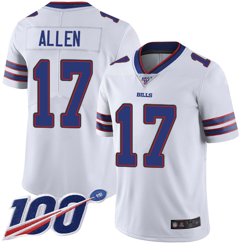Nike Bills #17 Josh Allen White Youth Stitched NFL 100th Season Vapor Limited Jersey Nike Bills #17 Josh Allen White Youth Stitched NFL 100th Season Vapor Limited Jersey