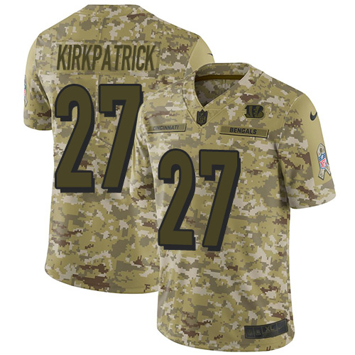 Nike Bengals #27 Dre Kirkpatrick Camo Youth Stitched NFL Limited 2018 Salute to Service Jersey Nike Bengals #27 Dre Kirkpatrick Camo Youth Stitched NFL Limited 2018 Salute to Service Jersey