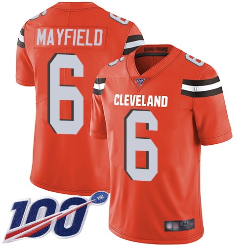 Nike Browns #6 Baker Mayfield Orange Alternate Youth Stitched NFL 100th Season Vapor Limited Jersey Nike Browns #6 Baker Mayfield Orange Alternate Youth Stitched NFL 100th Season Vapor Limited Jersey