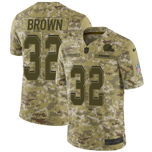 Nike Browns #32 Jim Brown Camo Youth Stitched NFL Limited 2018 Salute to Service Jersey Nike Browns #32 Jim Brown Camo Youth Stitched NFL Limited 2018 Salute to Service Jersey