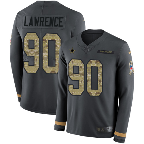 Nike Cowboys #90 Demarcus Lawrence Anthracite Salute to Service Youth Stitched NFL Limited Therma Long Sleeve Jersey Nike Cowboys #90 Demarcus Lawrence Anthracite Salute to Service Youth Stitched NFL Limited Therma Long Sleeve Jersey