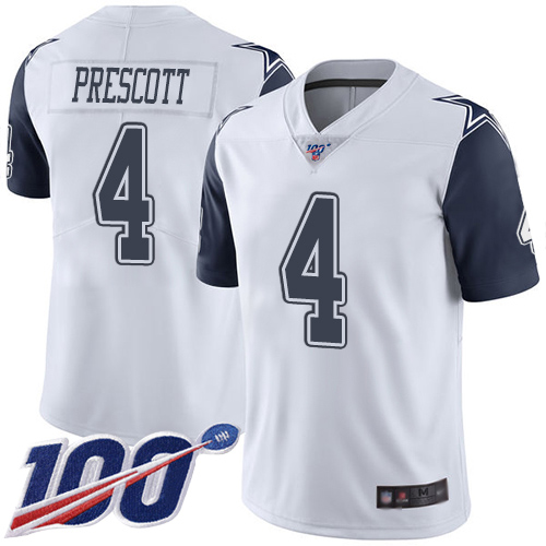 Nike Cowboys #4 Dak Prescott White Youth Stitched NFL Limited Rush 100th Season Jersey Nike Cowboys #4 Dak Prescott White Youth Stitched NFL Limited Rush 100th Season Jersey