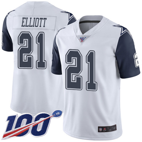 Nike Cowboys #21 Ezekiel Elliott White Youth Stitched NFL Limited Rush 100th Season Jersey Nike Cowboys #21 Ezekiel Elliott White Youth Stitched NFL Limited Rush 100th Season Jersey