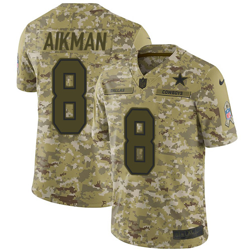 Nike Cowboys #8 Troy Aikman Camo Youth Stitched NFL Limited 2018 Salute to Service Jersey Nike Cowboys #8 Troy Aikman Camo Youth Stitched NFL Limited 2018 Salute to Service Jersey