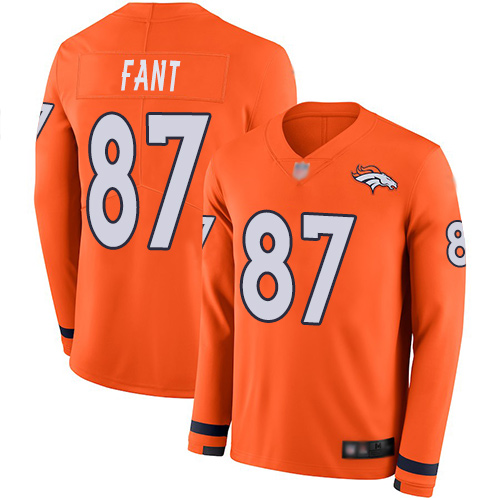 Nike Broncos #87 Noah Fant Orange Team Color Youth Stitched NFL Limited Therma Long Sleeve Jersey Nike Broncos #87 Noah Fant Orange Team Color Youth Stitched NFL Limited Therma Long Sleeve Jersey