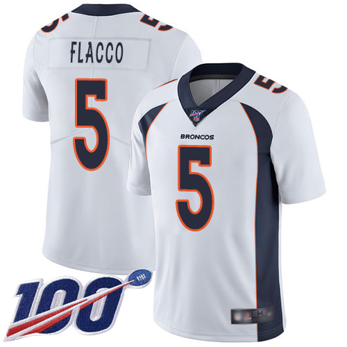 Nike Broncos #5 Joe Flacco White Youth Stitched NFL 100th Season Vapor Limited Jersey Nike Broncos #5 Joe Flacco White Youth Stitched NFL 100th Season Vapor Limited Jersey