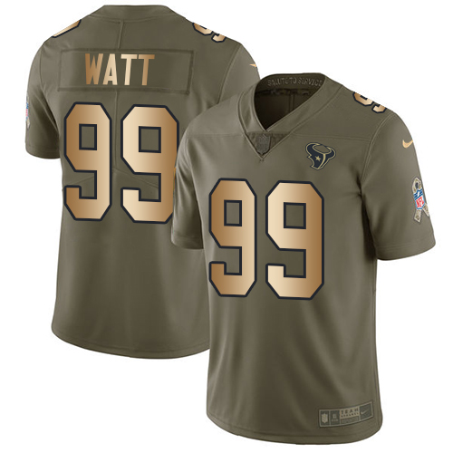 Nike Texans #99 J.J. Watt Olive/Gold Youth Stitched NFL Limited 2017 Salute to Service Jersey Nike Texans #99 J.J. Watt Olive/Gold Youth Stitched NFL Limited 2017 Salute to Service Jersey
