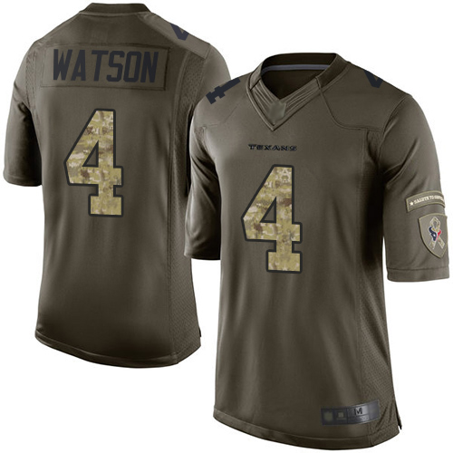 Nike Texans #4 Deshaun Watson Green Youth Stitched NFL Limited 2015 Salute to Service Jersey Nike Texans #4 Deshaun Watson Green Youth Stitched NFL Limited 2015 Salute to Service Jersey