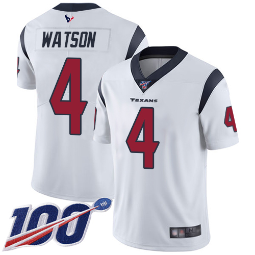 Nike Texans #4 Deshaun Watson White Youth Stitched NFL 100th Season Vapor Limited Jersey Nike Texans #4 Deshaun Watson White Youth Stitched NFL 100th Season Vapor Limited Jersey
