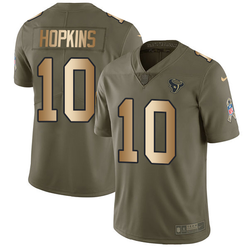 Nike Texans #10 DeAndre Hopkins Olive/Gold Youth Stitched NFL Limited 2017 Salute to Service Jersey Nike Texans #10 DeAndre Hopkins Olive/Gold Youth Stitched NFL Limited 2017 Salute to Service Jersey