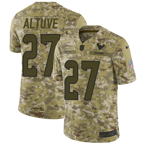Nike Texans #27 Jose Altuve Camo Youth Stitched NFL Limited 2018 Salute to Service Jersey Nike Texans #27 Jose Altuve Camo Youth Stitched NFL Limited 2018 Salute to Service Jersey