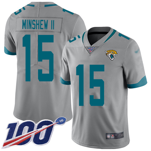 Nike Jaguars #15 Gardner Minshew II Silver Youth Stitched NFL Limited Inverted Legend 100th Season Jersey Nike Jaguars #15 Gardner Minshew II Silver Youth Stitched NFL Limited Inverted Legend 100th Season Jersey