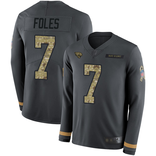 Nike Jaguars #7 Nick Foles Anthracite Salute to Service Youth Stitched NFL Limited Therma Long Sleeve Jersey Nike Jaguars #7 Nick Foles Anthracite Salute to Service Youth Stitched NFL Limited Therma Long Sleeve Jersey