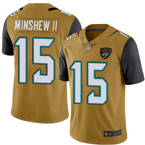 Nike Jaguars #15 Gardner Minshew II Gold Youth Stitched NFL Limited Rush Jersey Nike Jaguars #15 Gardner Minshew II Gold Youth Stitched NFL Limited Rush Jersey