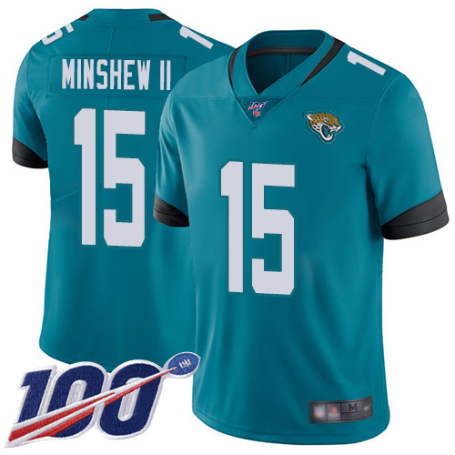 Nike Jaguars #15 Gardner Minshew II Teal Green Alternate Youth Stitched NFL 100th Season Vapor Limited Jersey Nike Jaguars #15 Gardner Minshew II Teal Green Alternate Youth Stitched NFL 100th Season Vapor Limited Jersey