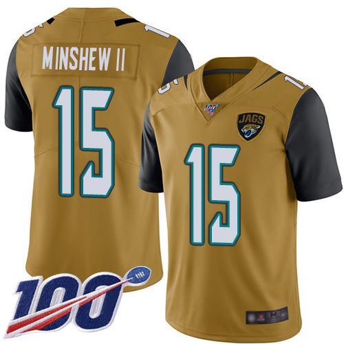 Nike Jaguars #15 Gardner Minshew II Gold Youth Stitched NFL Limited Rush 100th Season Jersey Nike Jaguars #15 Gardner Minshew II Gold Youth Stitched NFL Limited Rush 100th Season Jersey
