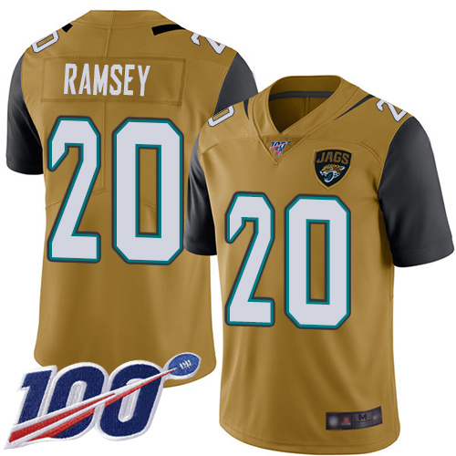 Nike Jaguars #20 Jalen Ramsey Gold Youth Stitched NFL Limited Rush 100th Season Jersey Nike Jaguars #20 Jalen Ramsey Gold Youth Stitched NFL Limited Rush 100th Season Jersey