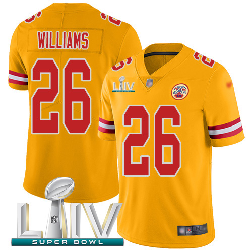Nike Chiefs #26 Damien Williams Gold Super Bowl LIV 2020 Youth Stitched NFL Limited Inverted Legend Jersey Nike Chiefs #26 Damien Williams Gold Super Bowl LIV 2020 Youth Stitched NFL Limited Inverted Legend Jersey