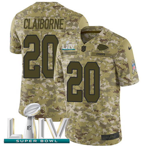 Nike Chiefs #20 Morris Claiborne Camo Super Bowl LIV 2020 Youth Stitched NFL Limited 2018 Salute To Service Jersey Nike Chiefs #20 Morris Claiborne Camo Super Bowl LIV 2020 Youth Stitched NFL Limited 2018 Salute To Service Jersey