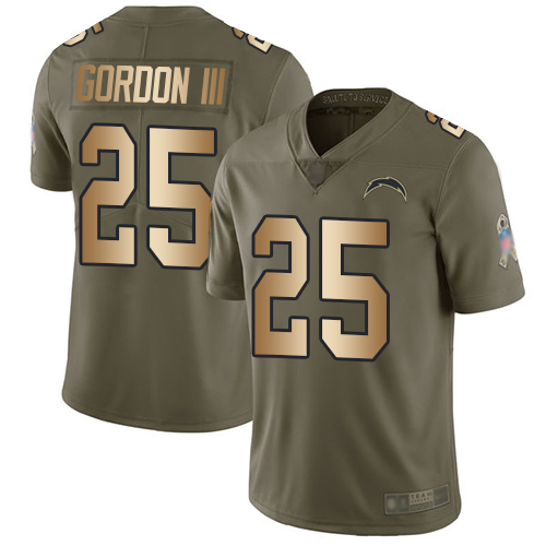 Nike Chargers #25 Melvin Gordon III Olive/Gold Youth Stitched NFL Limited 2017 Salute to Service Jersey Nike Chargers #25 Melvin Gordon III Olive/Gold Youth Stitched NFL Limited 2017 Salute to Service Jersey