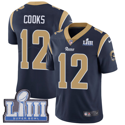 Nike Rams #12 Brandin Cooks Navy Blue Team Color Super Bowl LIII Bound Youth Stitched NFL Vapor Untouchable Limited Jersey Nike Rams #12 Brandin Cooks Navy Blue Team Color Super Bowl LIII Bound Youth Stitched NFL Vapor Untouchable Limited Jersey