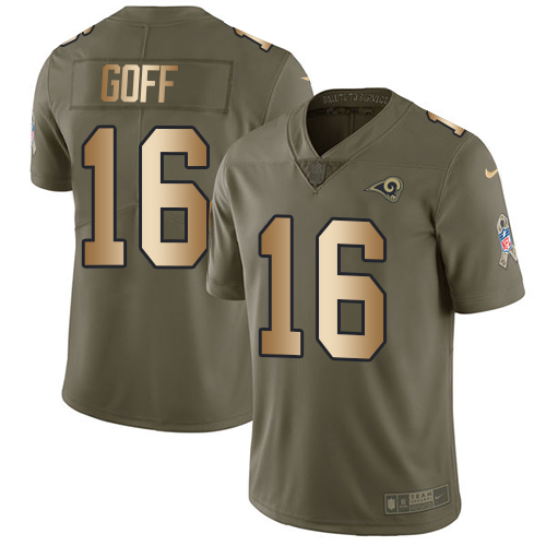 Nike Rams #16 Jared Goff Olive/Gold Youth Stitched NFL Limited 2017 Salute to Service Jersey Nike Rams #16 Jared Goff Olive/Gold Youth Stitched NFL Limited 2017 Salute to Service Jersey