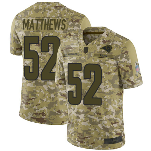 Nike Rams #52 Clay Matthews Camo Youth Stitched NFL Limited 2018 Salute to Service Jersey Nike Rams #52 Clay Matthews Camo Youth Stitched NFL Limited 2018 Salute to Service Jersey