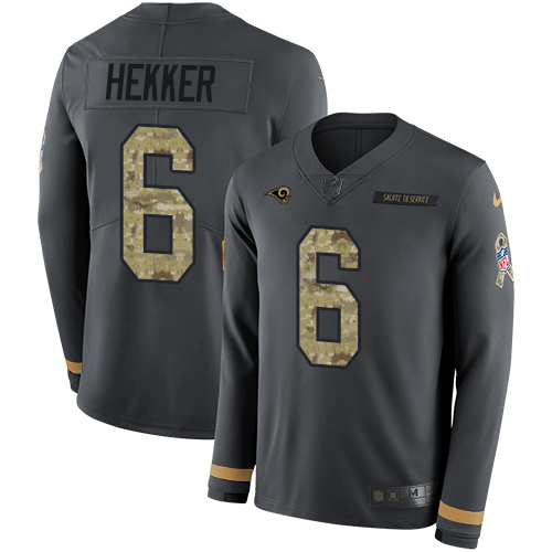 Nike Rams #6 Johnny Hekker Anthracite Salute to Service Youth Stitched NFL Limited Therma Long Sleeve Jersey Nike Rams #6 Johnny Hekker Anthracite Salute to Service Youth Stitched NFL Limited Therma Long Sleeve Jersey