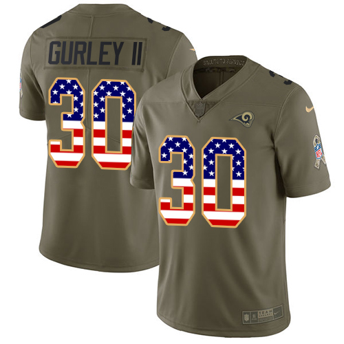 Nike Rams #30 Todd Gurley II Olive/USA Flag Youth Stitched NFL Limited 2017 Salute to Service Jersey Nike Rams #30 Todd Gurley II Olive/USA Flag Youth Stitched NFL Limited 2017 Salute to Service Jersey