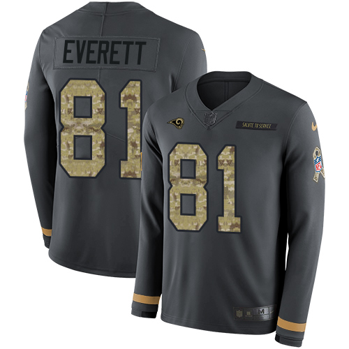 Nike Rams #81 Gerald Everett Anthracite Salute to Service Youth Stitched NFL Limited Therma Long Sleeve Jersey Nike Rams #81 Gerald Everett Anthracite Salute to Service Youth Stitched NFL Limited Therma Long Sleeve Jersey
