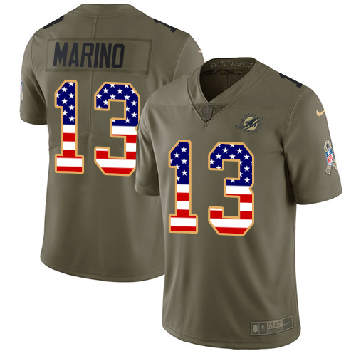 Nike Dolphins #13 Dan Marino Olive/USA Flag Youth Stitched NFL Limited 2017 Salute to Service Jersey Nike Dolphins #13 Dan Marino Olive/USA Flag Youth Stitched NFL Limited 2017 Salute to Service Jersey