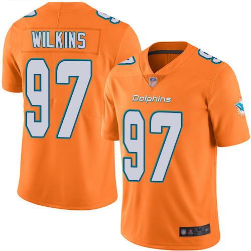 Nike Dolphins #97 Christian Wilkins Orange Youth Stitched NFL Limited Rush Jersey Nike Dolphins #97 Christian Wilkins Orange Youth Stitched NFL Limited Rush Jersey