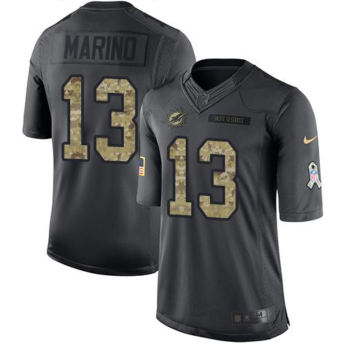 Nike Dolphins #13 Dan Marino Black Youth Stitched NFL Limited 2016 Salute to Service Jersey Nike Dolphins #13 Dan Marino Black Youth Stitched NFL Limited 2016 Salute to Service Jersey