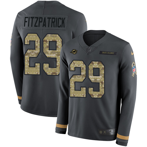 Nike Dolphins #29 Minkah Fitzpatrick Anthracite Salute to Service Youth Stitched NFL Limited Therma Long Sleeve Jersey Nike Dolphins #29 Minkah Fitzpatrick Anthracite Salute to Service Youth Stitched NFL Limited Therma Long Sleeve Jersey