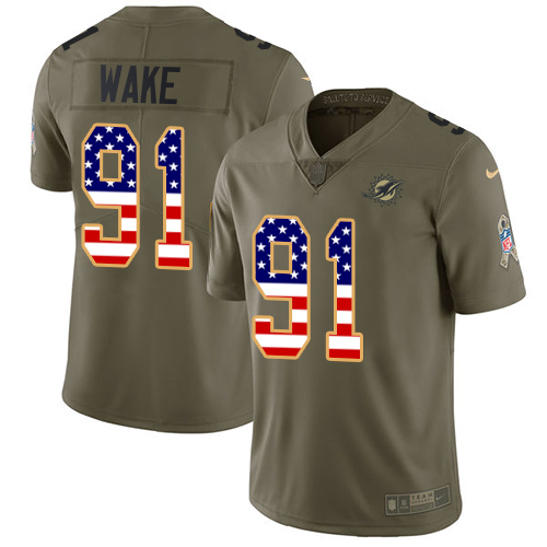 Nike Dolphins #91 Cameron Wake Olive/USA Flag Youth Stitched NFL Limited 2017 Salute to Service Jersey Nike Dolphins #91 Cameron Wake Olive/USA Flag Youth Stitched NFL Limited 2017 Salute to Service Jersey