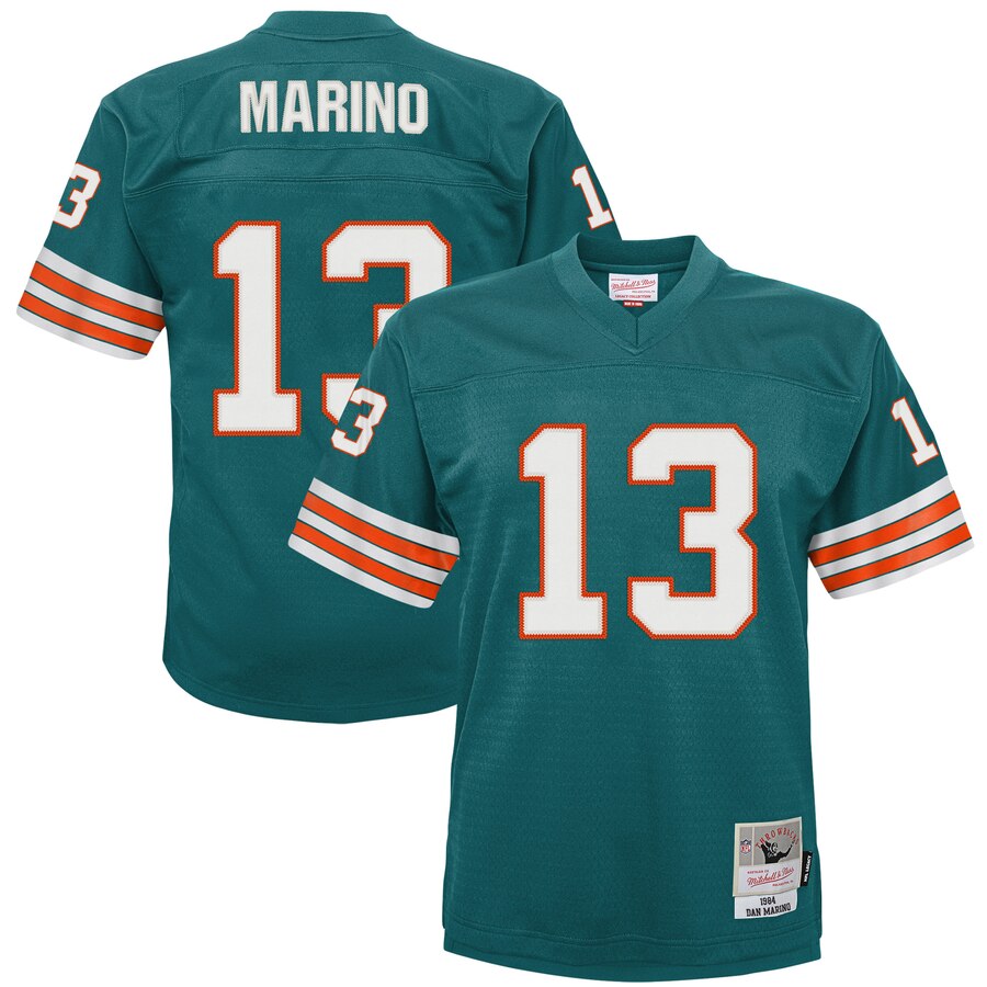 Youth Miami Dolphins #13 Dan Marino Mitchell & Ness Aqua 1984 Legacy Retired Player Jersey Youth Miami Dolphins #13 Dan Marino Mitchell & Ness Aqua 1984 Legacy Retired Player Jersey