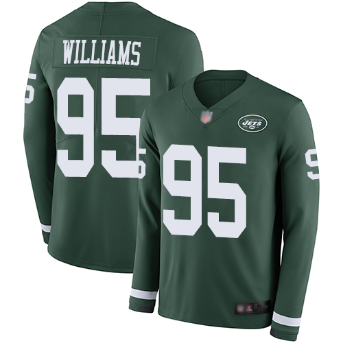 Nike Jets #95 Quinnen Williams Green Team Color Youth Stitched NFL Limited Therma Long Sleeve Jersey Nike Jets #95 Quinnen Williams Green Team Color Youth Stitched NFL Limited Therma Long Sleeve Jersey