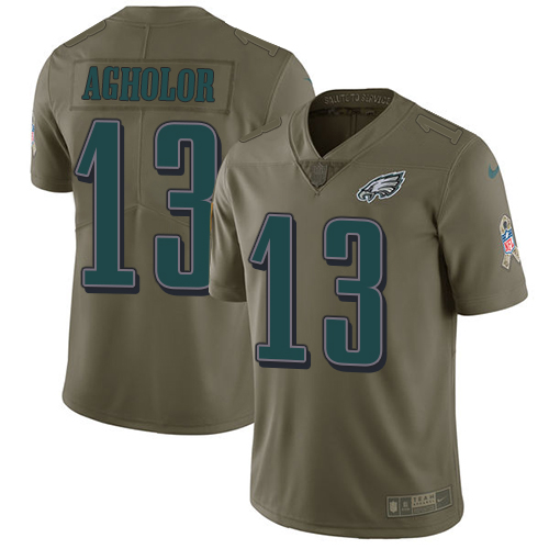 Nike Eagles #13 Nelson Agholor Olive Youth Stitched NFL Limited 2017 Salute to Service Jersey Nike Eagles #13 Nelson Agholor Olive Youth Stitched NFL Limited 2017 Salute to Service Jersey