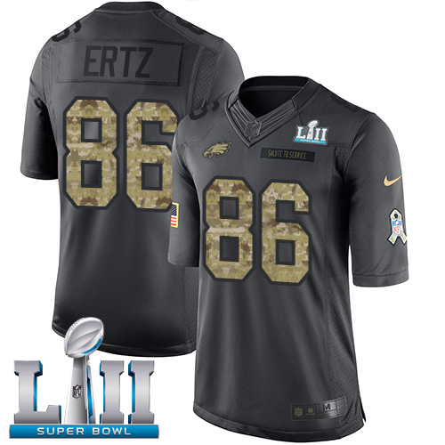 Nike Eagles #86 Zach Ertz Black Super Bowl LII Youth Stitched NFL Limited 2016 Salute to Service Jersey Nike Eagles #86 Zach Ertz Black Super Bowl LII Youth Stitched NFL Limited 2016 Salute to Service Jersey