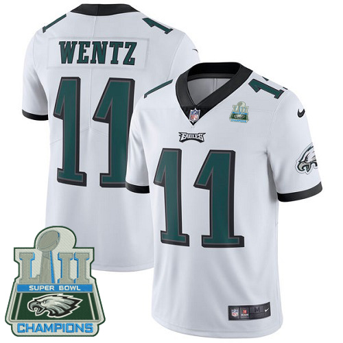 Nike Eagles #11 Carson Wentz White Super Bowl LII Champions Youth Stitched NFL Vapor Untouchable Limited Jersey Nike Eagles #11 Carson Wentz White Super Bowl LII Champions Youth Stitched NFL Vapor Untouchable Limited Jersey