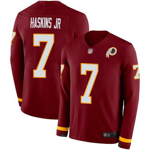 Nike Redskins #7 Dwayne Haskins Jr Burgundy Red Team Color Youth Stitched NFL Limited Therma Long Sleeve Jersey Nike Redskins #7 Dwayne Haskins Jr Burgundy Red Team Color Youth Stitched NFL Limited Therma Long Sleeve Jersey