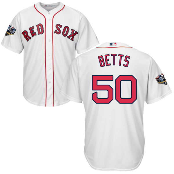 Red Sox #50 Mookie Betts White Cool Base 2018 World Series Stitched Youth MLB Jersey Red Sox #50 Mookie Betts White Cool Base 2018 World Series Stitched Youth MLB Jersey