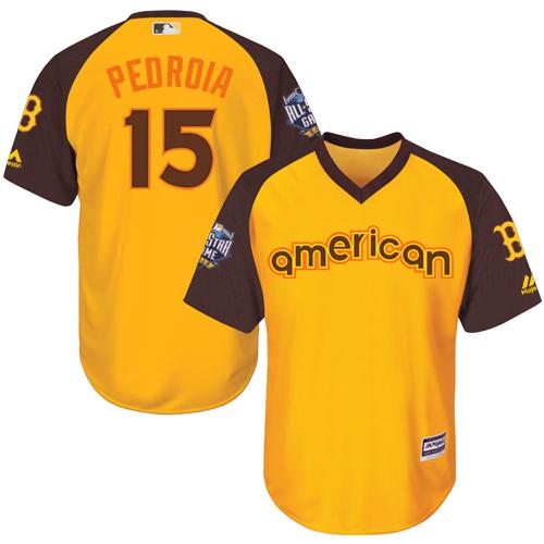 Red Sox #15 Dustin Pedroia Gold 2016 All-Star American League Stitched Youth MLB Jersey Red Sox #15 Dustin Pedroia Gold 2016 All-Star American League Stitched Youth MLB Jersey