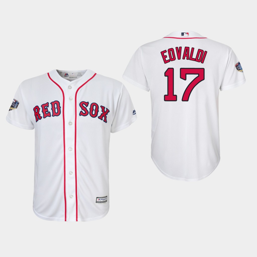 Red Sox #17 Nathan Eovaldi White Cool Base 2018 World Series Stitched Youth MLB Jersey Red Sox #17 Nathan Eovaldi White Cool Base 2018 World Series Stitched Youth MLB Jersey