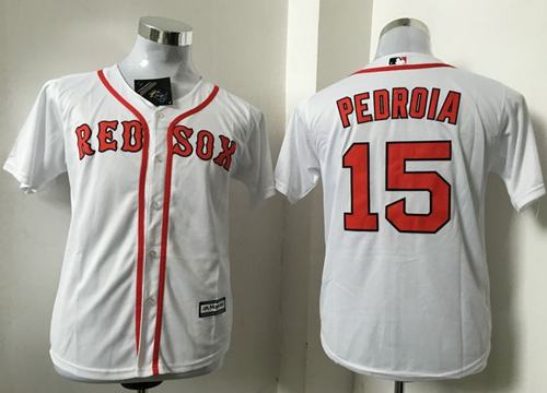 Red Sox #15 Dustin Pedroia White Cool Base Stitched Youth MLB Jersey Red Sox #15 Dustin Pedroia White Cool Base Stitched Youth MLB Jersey