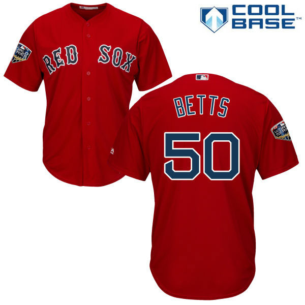 Red Sox #50 Mookie Betts Red Cool Base 2018 World Series Stitched Youth MLB Jersey Red Sox #50 Mookie Betts Red Cool Base 2018 World Series Stitched Youth MLB Jersey